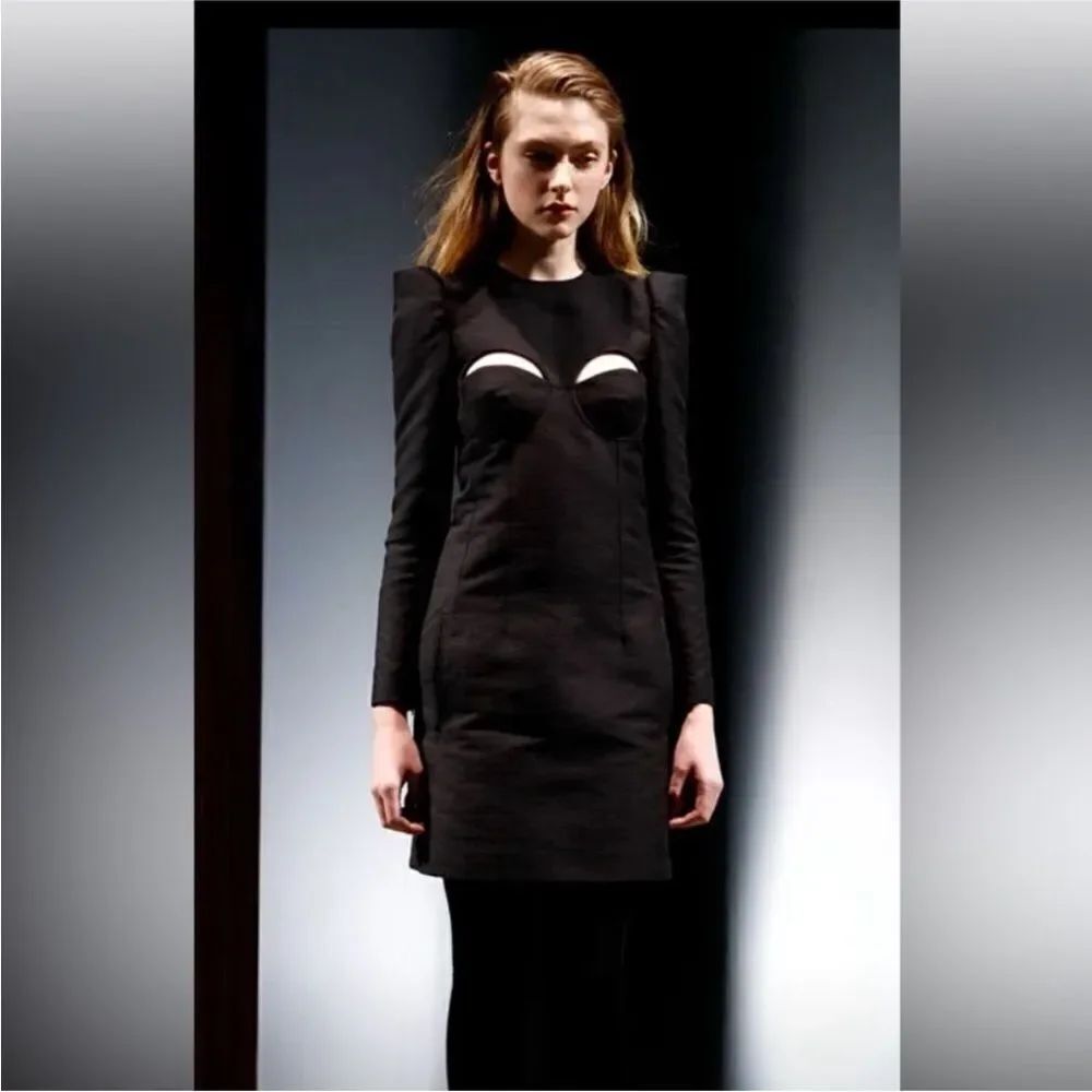 NWT Carven Black Long Sleeve Dress with Cut-Outs, US4